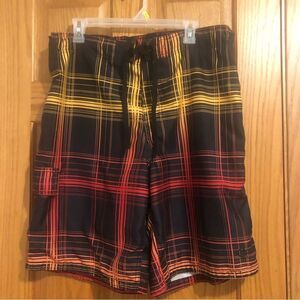 OP Men’s Size LG 36-38 Rich Black Self Adjust Fly Closure Swim Trunks